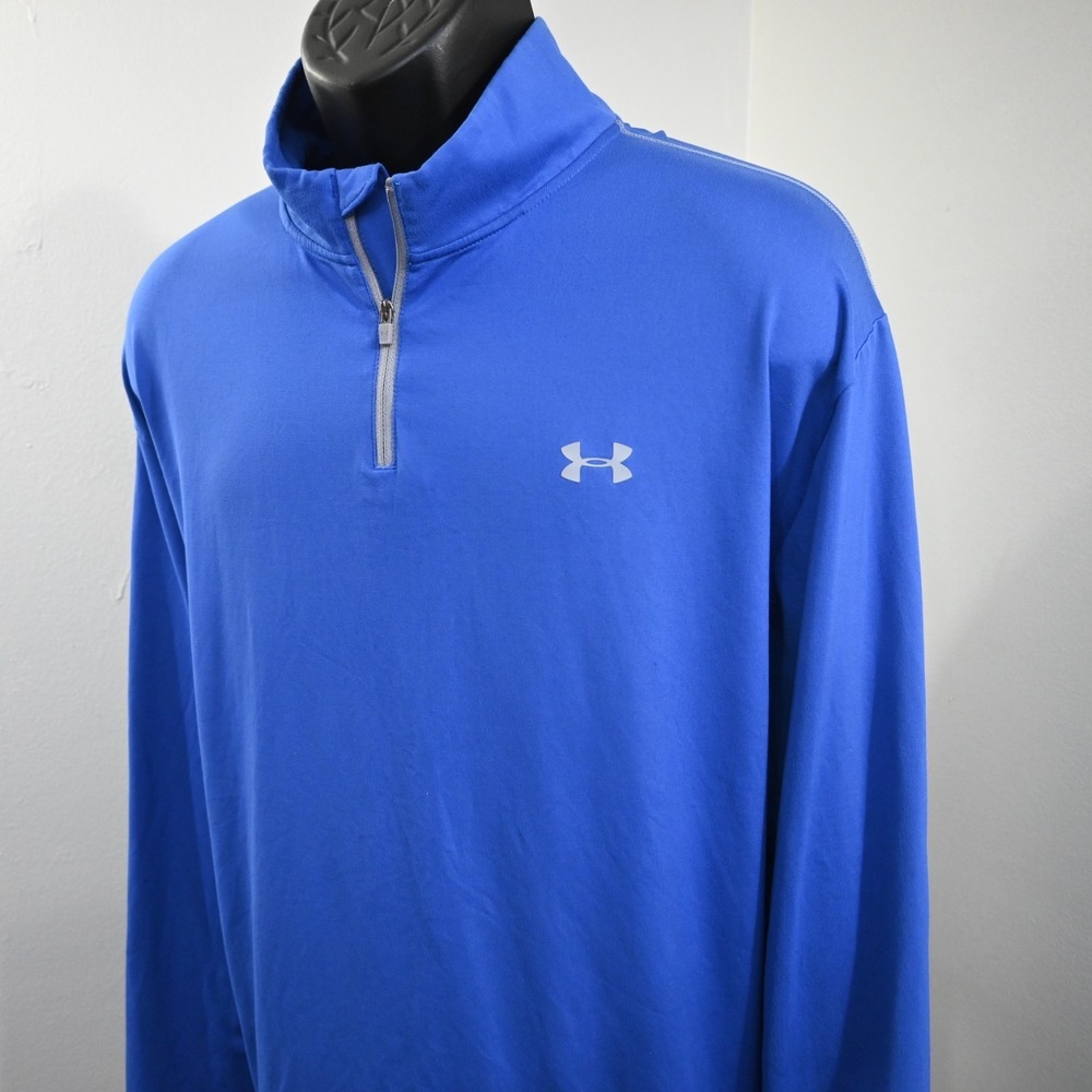 Under Armour 1/4 Zip Golf Jacket Men 2XL Blue ColdGear Infrared Pullover Stretch